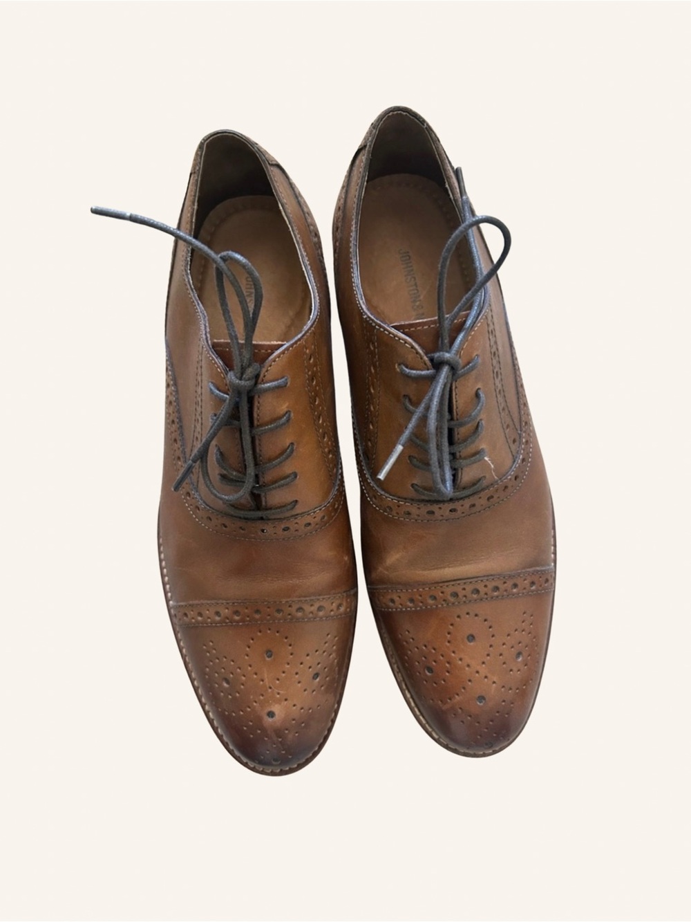 Johnston & Murphy Men’s Brown Cognac Tan Wingtip Oxfords Leather Size 9 Men’s
